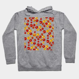 Christmas pattern in gold and red baubles on white: celebrate the holidays with bright decorations Hoodie